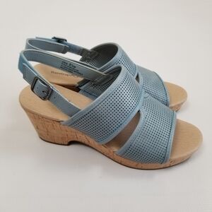 Baretraps Abia Blue Wedge Slingback Sandals Shoes 8.5W